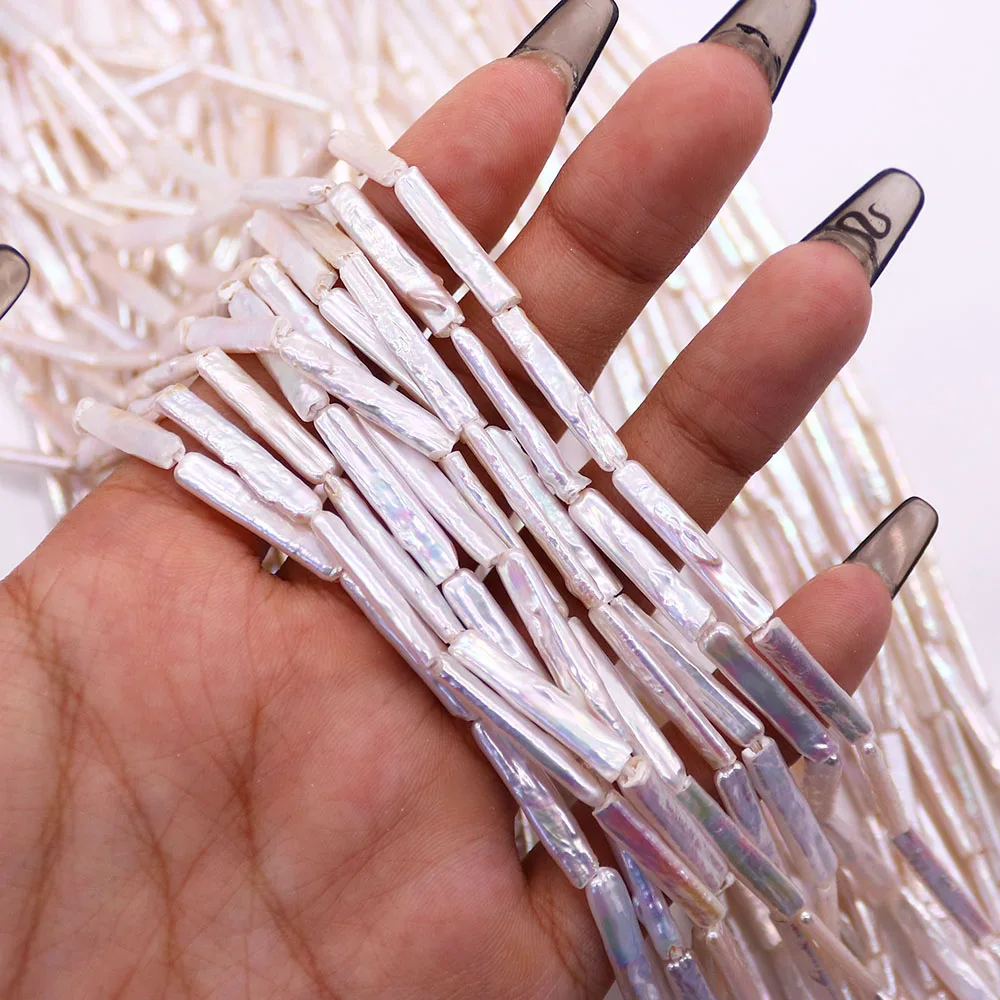 

Изысканные белые блестящие барочные длинные нити из натурального пресноводного жемчуга для изготовления украшений, ожерелий, браслетов, подарок для женщин