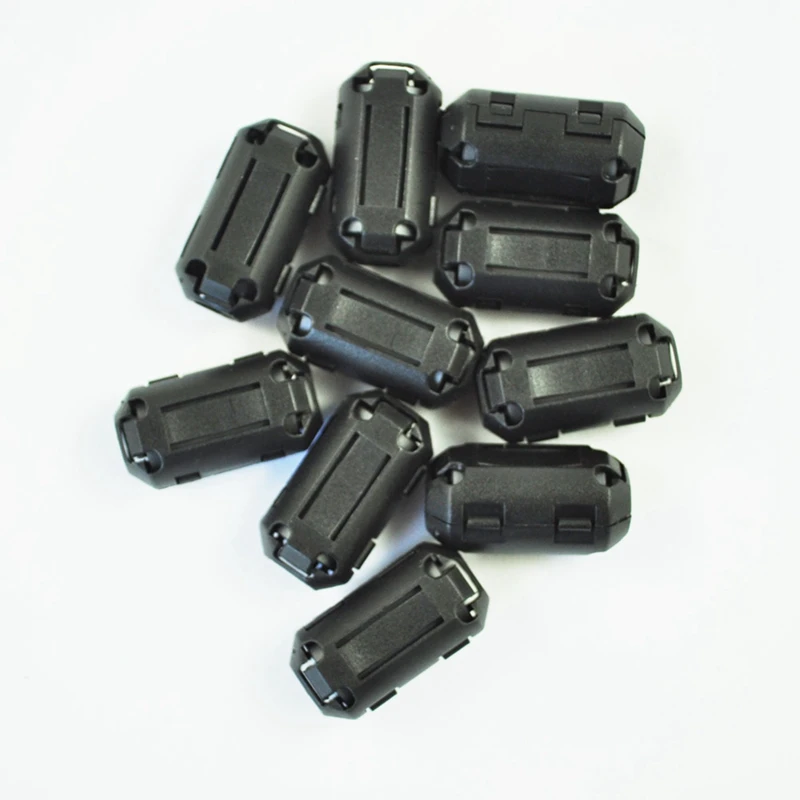 10 Pcs Movable 7Mm Inner Diameter Black Ferrite Core Ring Cable Clip With 10Pcs Clip On Clamp RFI EMI EMC Noise Filters