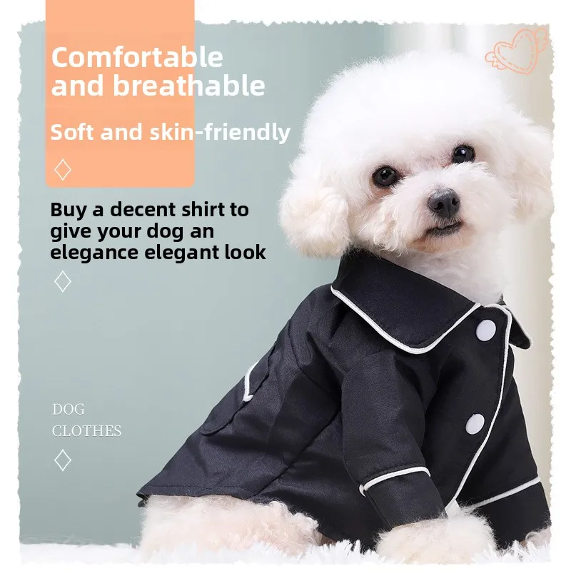 

Designer Sweet Dog Clothes, Winter Tweed Shirt with Bow, Cute Pajama Vest for Small Dogs like Frenchie Pug