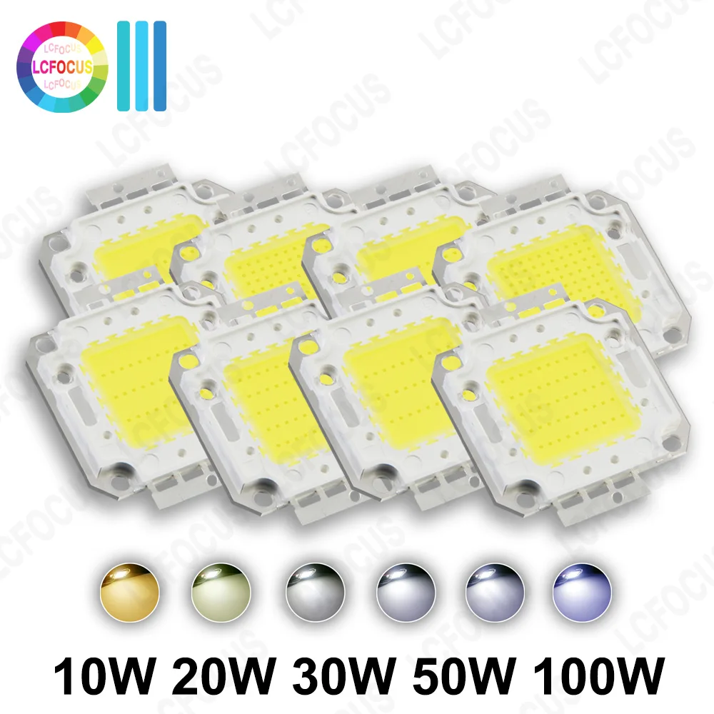 High Power COB Chip 10W 20W 30W 50W 100W Warm Natural White For DIY 10 20 30 50 100 W Watt Outdoor Lighting Foodlight LED Bulbs