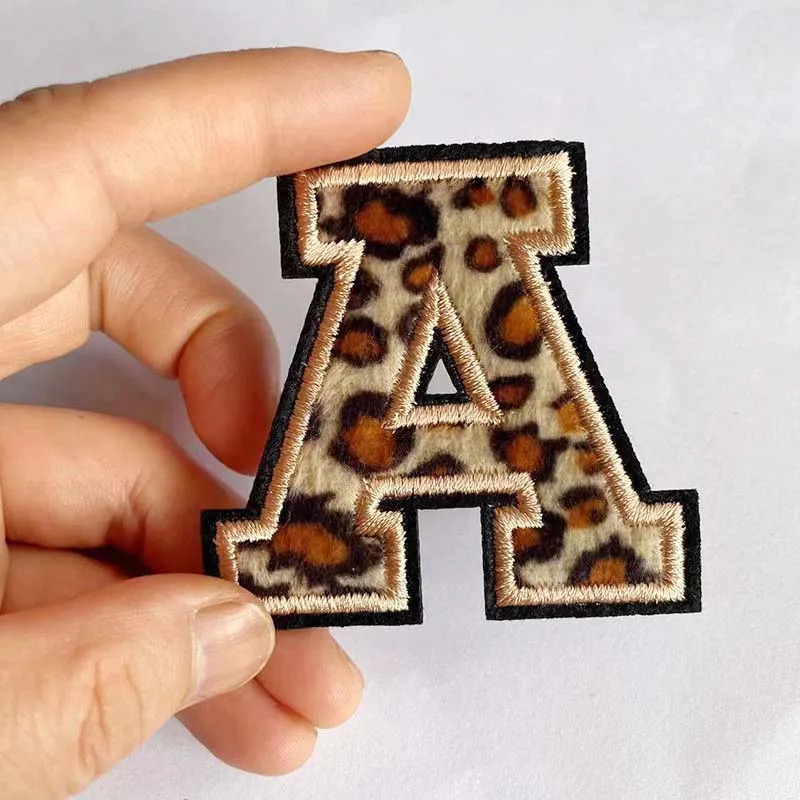 A ~ z/26 englische Buchstaben Abzeichen Stickerei Leoparden muster Applikation Eisen auf Patches, thermo klebende Stoff Kleidung Aufkleber – Detail 10