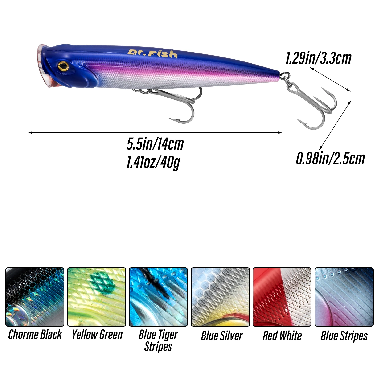 40g GT Popper Angelköder 14cm Wobbler Köder Kunstköder für Salzwasser Plug Thunfisch Surf Angeln Forelle Bass Offshore Big Game – Detail 1