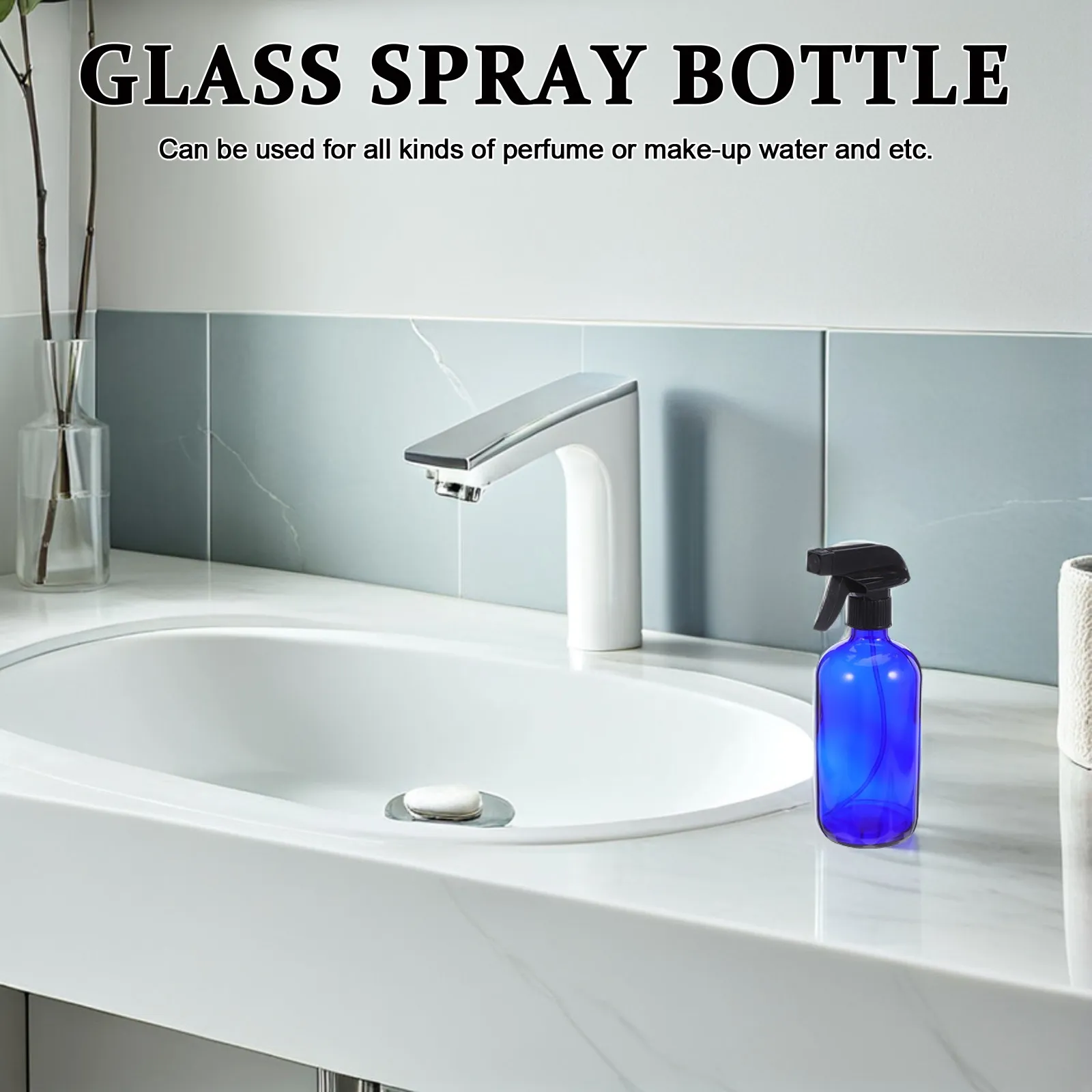 

1Set Blue Glass Spray Bottle Refillable Reusable Travel Subpackaging Bottle Pump Mist Sprayer Cosmetics Container