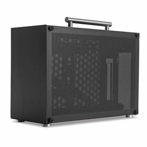 Metalfish T60 Mini ITX Black Case 9L con panel lateral acrílico o de malla y soporte de mango portátil PSU SFX/GPU de 300 mm/2*120 mm ventilador 6 Mejor Case de PC de ventas Micro Atx - №2