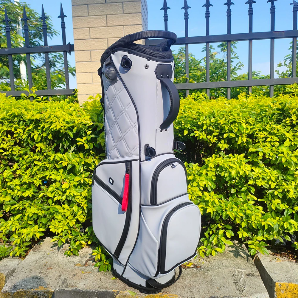 ASL Golf OEM Brand PU Leather Golf Stand Bag Grey Waterproof Custom Logo Golf Sports Bag