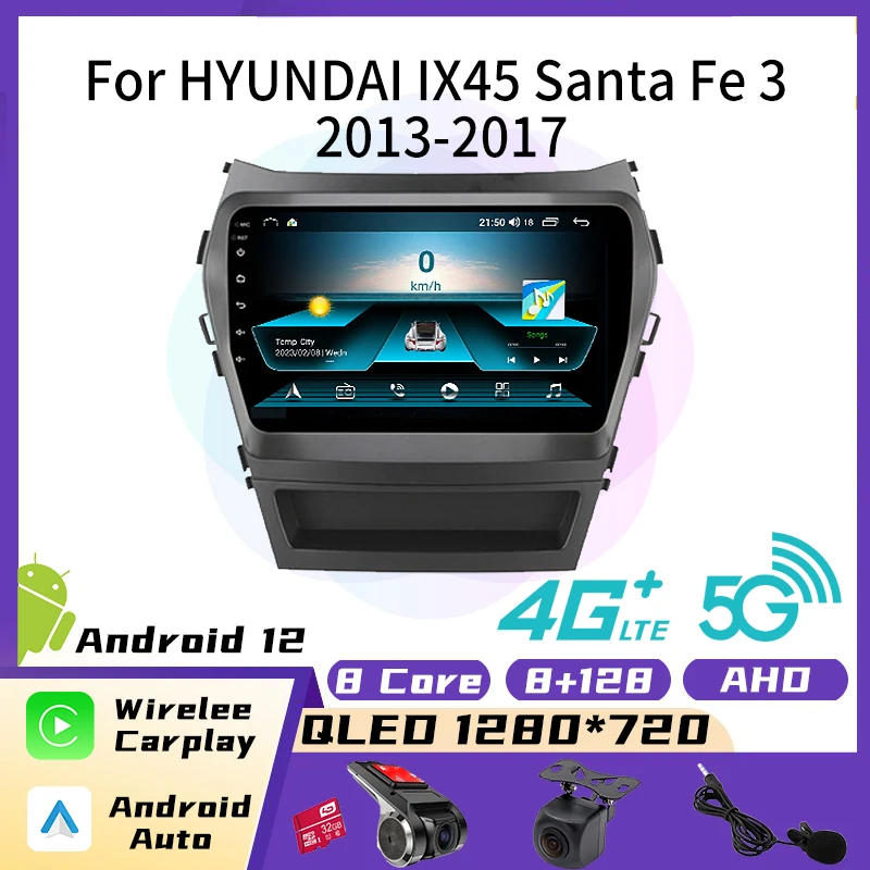 

2 Din Autoradio for HYUNDAI IX45 Santa Fe 3 2013-2017 Radio Stereo WiFi Carplay GPS Navigation Multimedia Video Player Head Unit