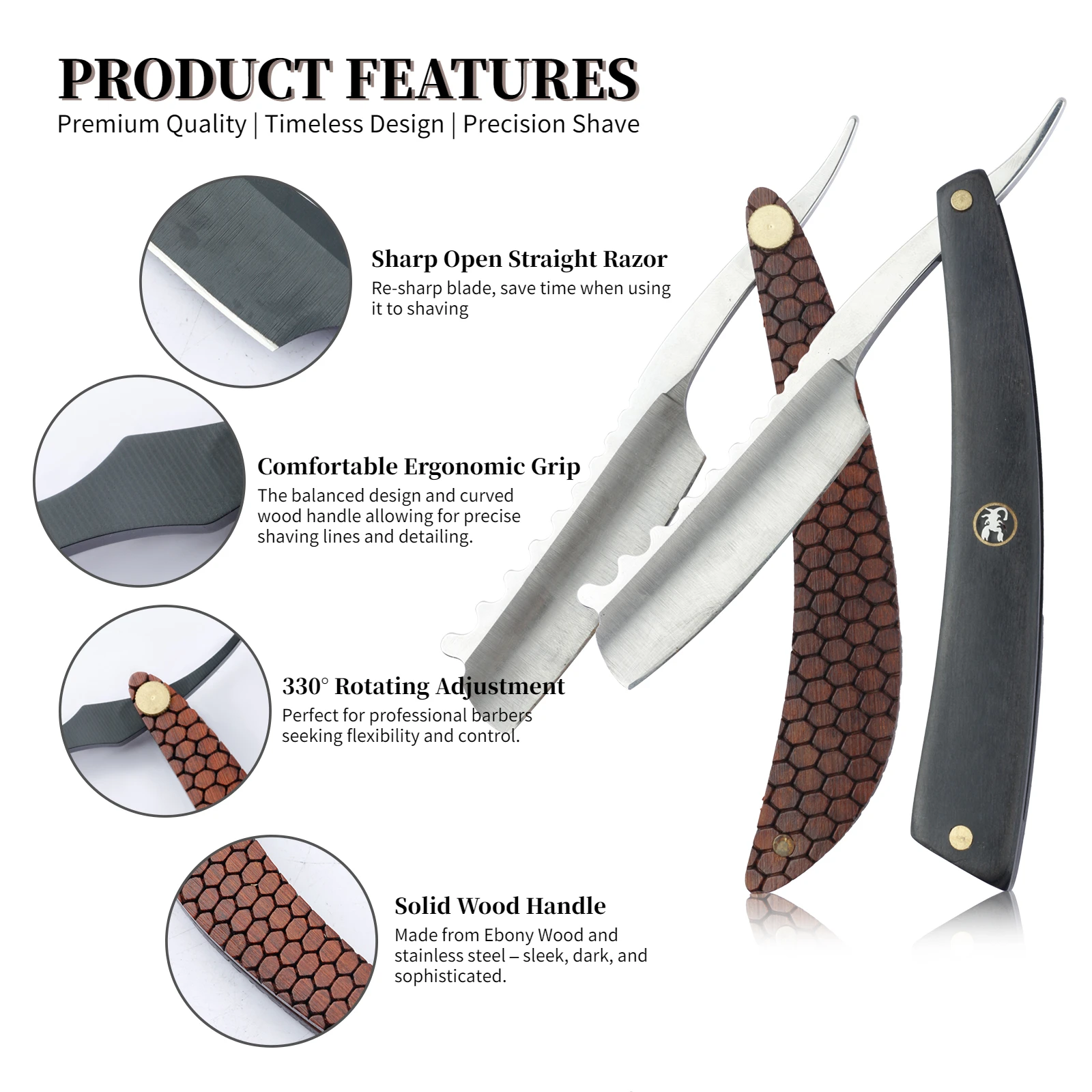 Neue Art Holz Griff Barber Rasierer Für Männer Vintage Edelstahl Klapp Rasieren Rasiermesser Salon Haar Entfernung Werkzeuge