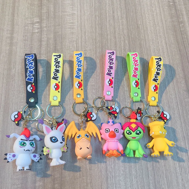 Anime Digimon Adventure Series Agumon and Its Little Partner Piyomon Jewelry Guajian Hanging Drop KeyChain Gifts for Kids