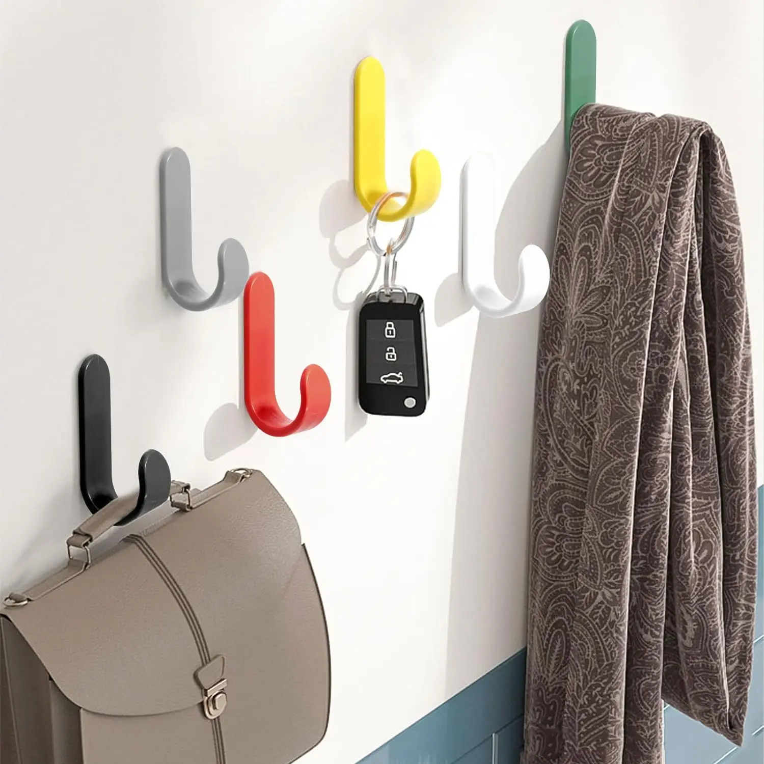 12/6PCS Self Adhesive Hooks Heavy Duty Wall Hooks Transparent Multi-Purpose Hooks Door Key Towel Wall Hook for Bathroom Kitchen