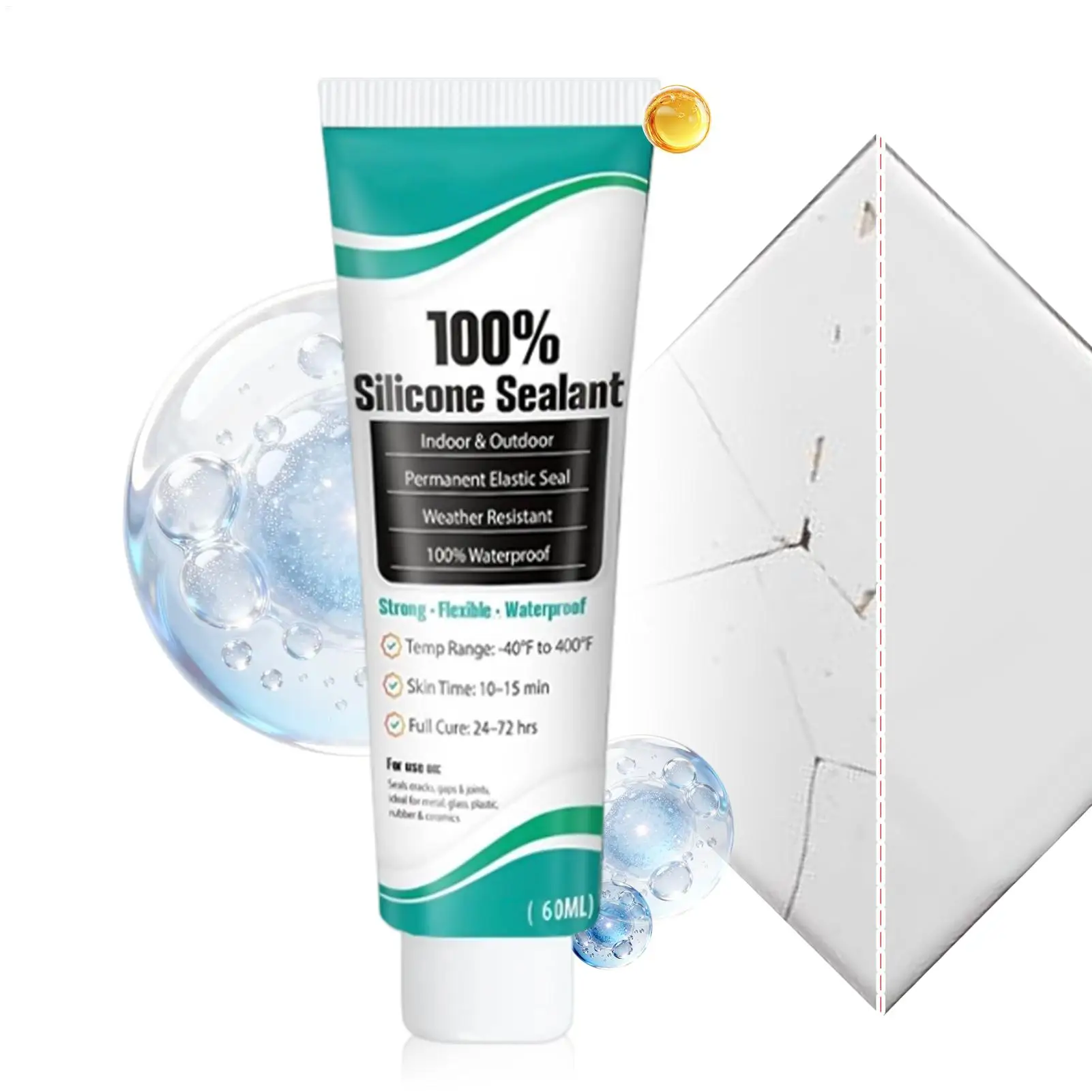 Waterproof Crack-Proof Silicone Sealant Caulk Tube Indoor Outdoor Seal Glue for Bathroom Bathtub Tile Glass Kitchen Door Wall