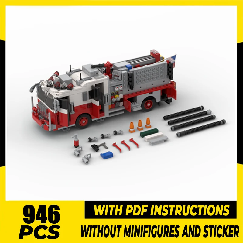 

Car Series Moc Building Blocks New York Fire Brigade Engine 34 Model Technology Bricks Brand-name Vehicle DIY Toy For