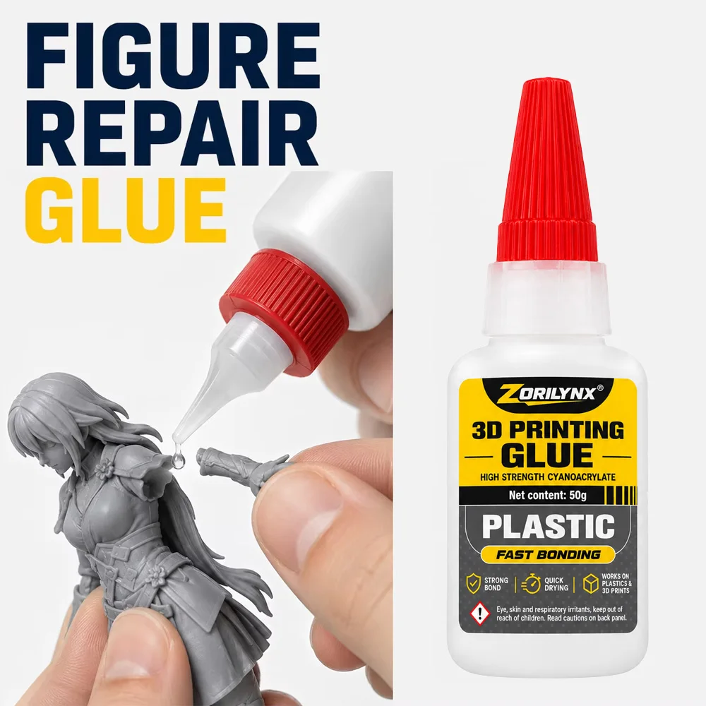 ZORILYNX Figure Repair Glue for Models & Figures – Strong Bond, Precision Tip, Fast Setting, Clear Finish 50g Narrow-Spout Tube