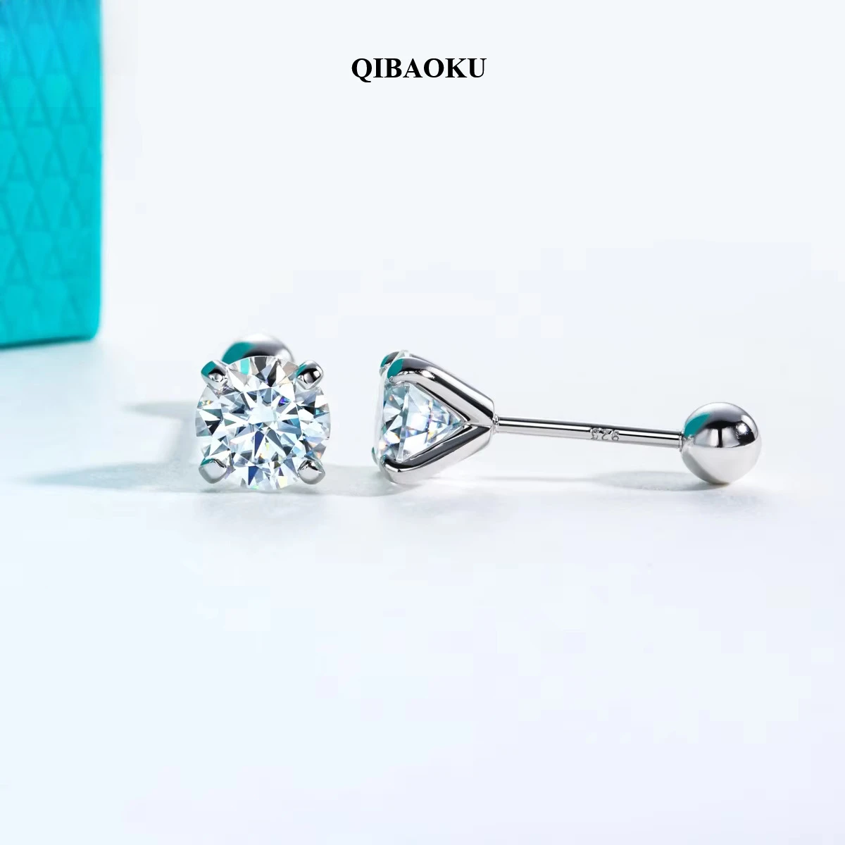 QIBAOKU 1ct D Color Moissanite Earring GRA S925 Sterling Silver 18K Plated Stud Earrings for Woman Fine Jewelry Wholesales 2026