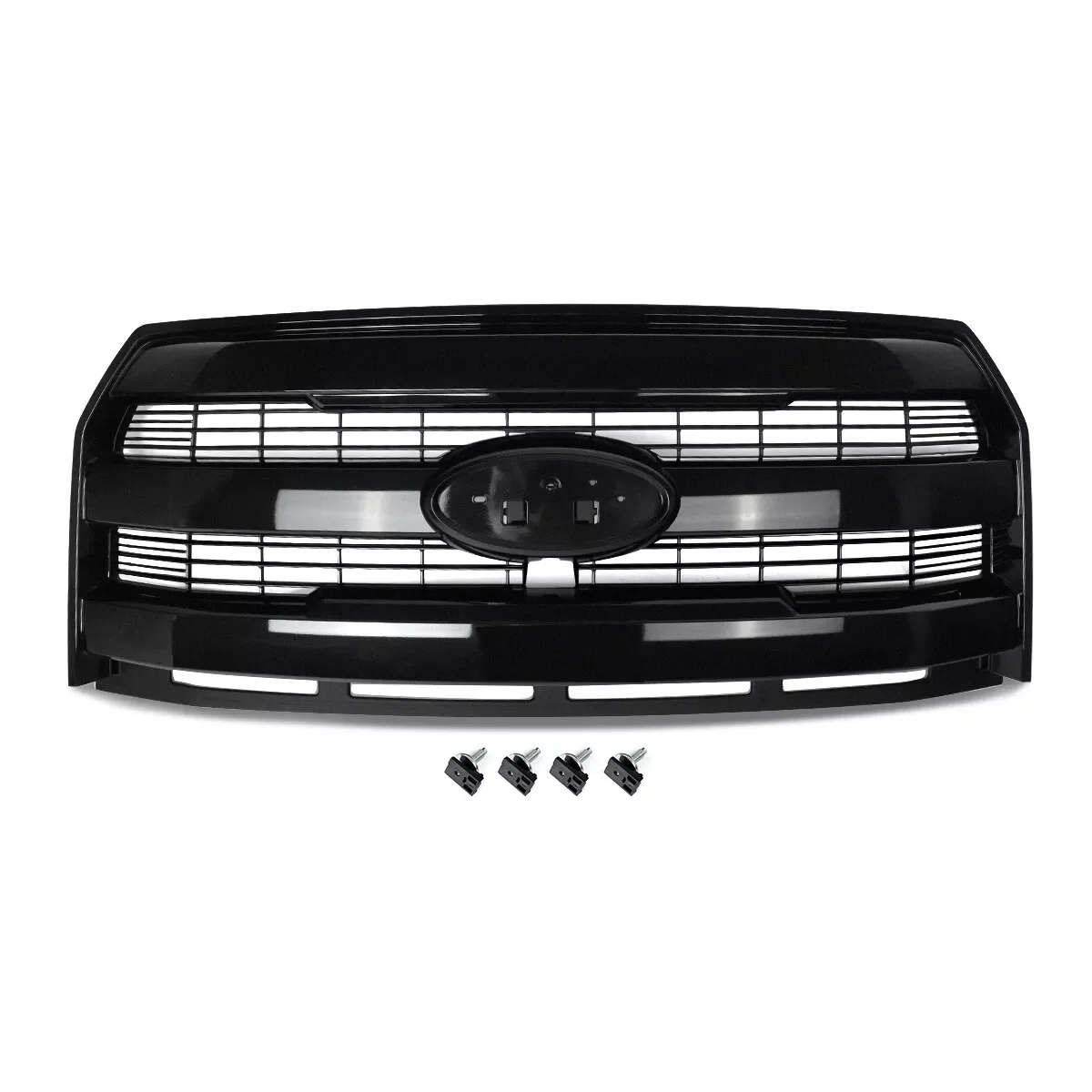 Front Grille Assembly Modified For Ford F150 F-150 Front Bumper Upper Grille w/ Camera Hole 2015 2016 2017 Tuxedo Black UH/M7221