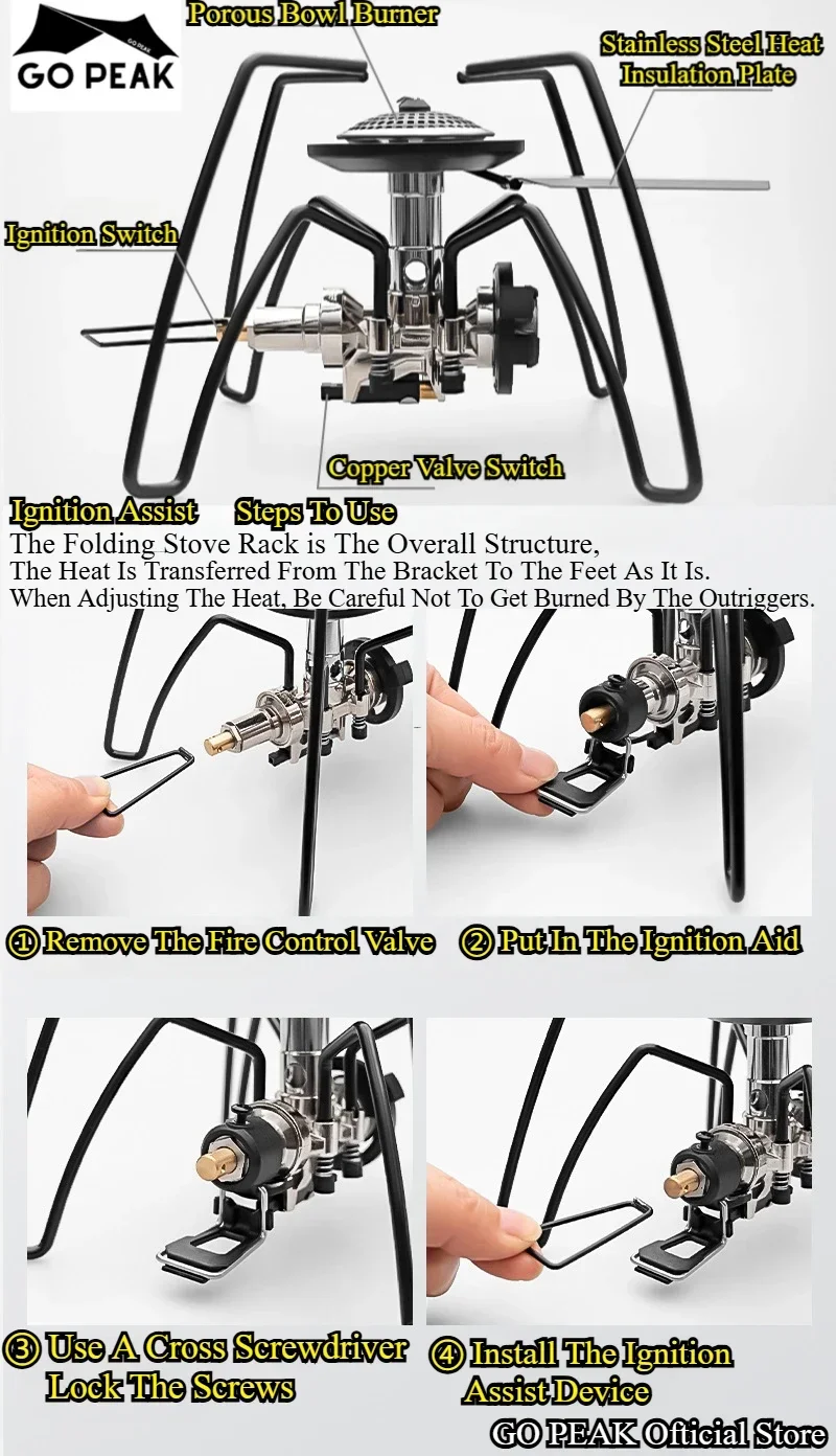 GOPEAK เตาแมงมุม แมงมุมดํา เตาพับการ์ด แคมป์ปิ้ง บนโต๊ะอาหาร เครื่องครัวแคมป์ปิ้ง เตาบาร์บีคิว เตาแก๊ส