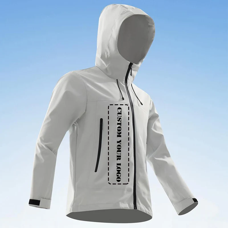 

Customizable Lightweight Hardshell Jacket with Hood, Waterproof Windbreaker for Outdoor Sports LS-5188