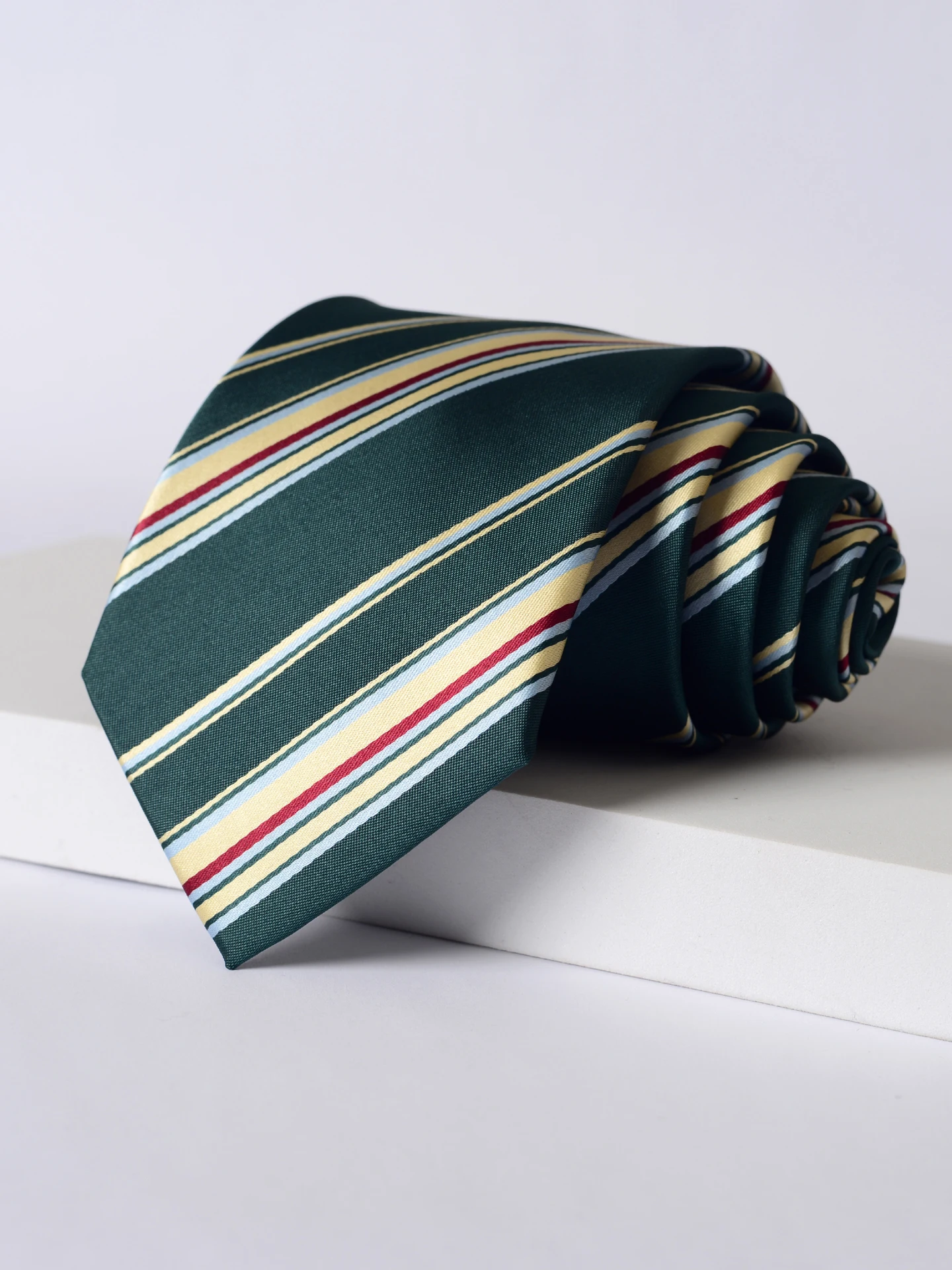 高品質ダークグリーンストライプネクタイメンズジャカードレトロビジネス宴会ドレスアクセサリー-8-センチ幅手作り結び目クラバット