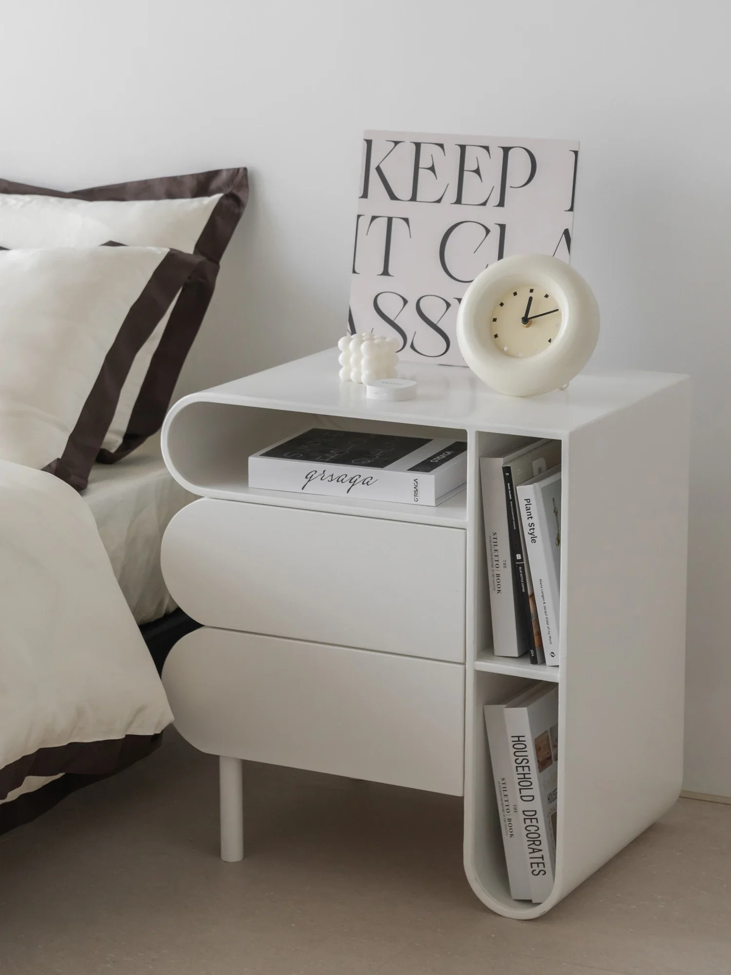 Nordic Luxury White Bedside Table Modern Small Edge Living Room Small Storage Cabinet Sofa Side Table Nightstands Furniture