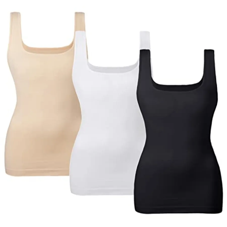 

Women's Tummy Control Shapewear Tank Tops Seamless Square Neck Compression Tops Slimming Body Shaper Camisole