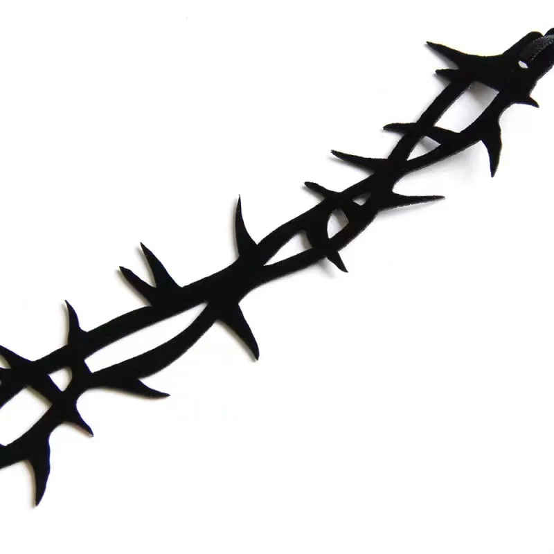 New Black Goth Lace Velvet Thorn Necklace For Women Girls Trendy Gothic Punk Choker Necklace Party Chokers Necklaces Emo Jewelry