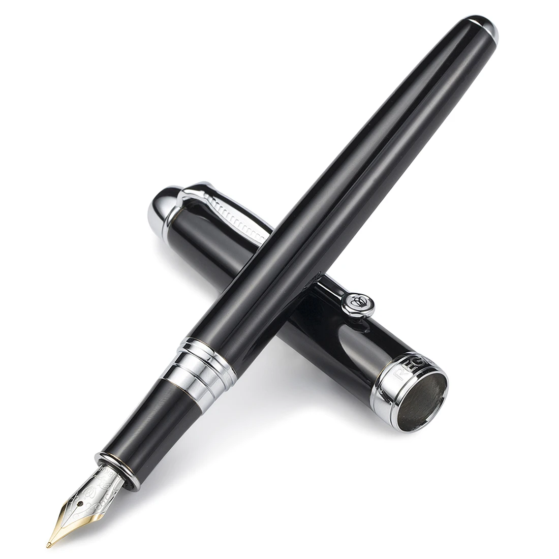 

Regal 502 Medium Nib Fountain Pen Metal Writing Gift Pen with Converter, Viivd Black