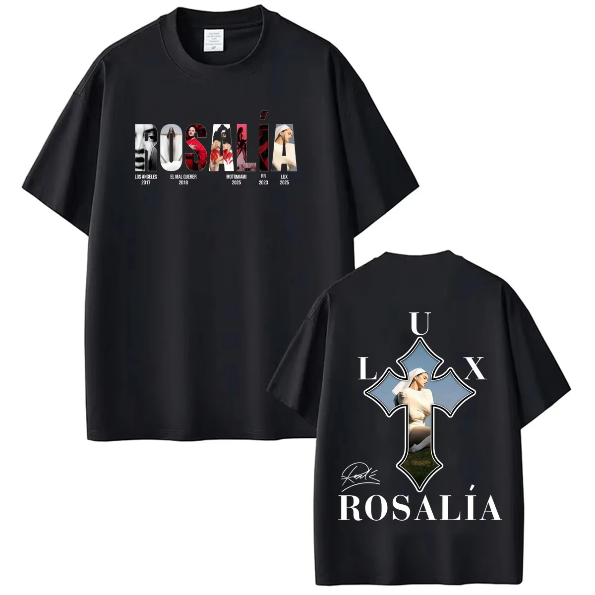 Singer Rosalia Lux 2026 Album Cover Tour Print T Shirts High Quality Cotton Oversized Casual Summer Women And Men T-Shirt