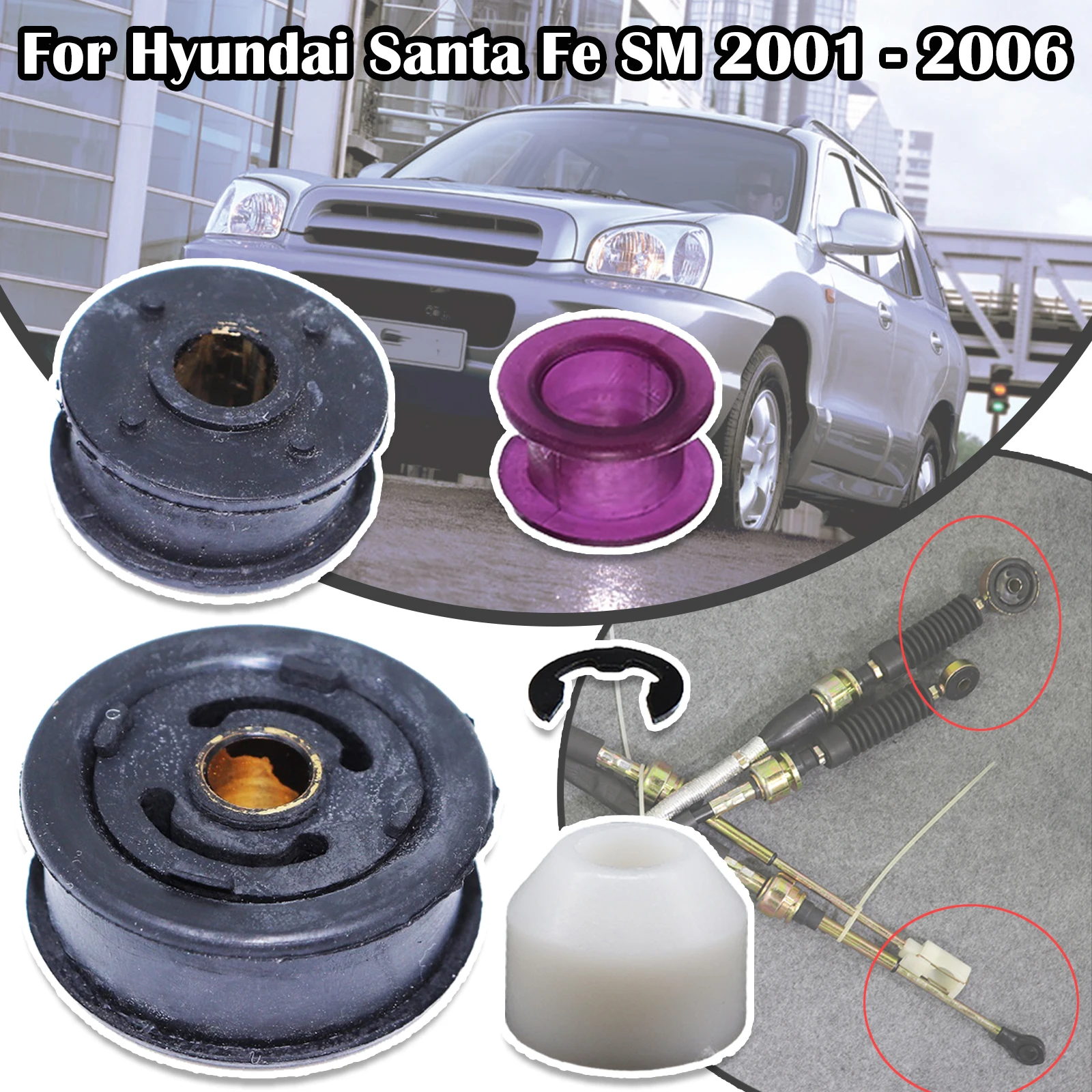 

For Hyundai Santa Fe SM Manual Gearbox Shift Cable Linkage Bushing Shifter Lever Selector Rod Connect Bushing 2001 2002 - 2006