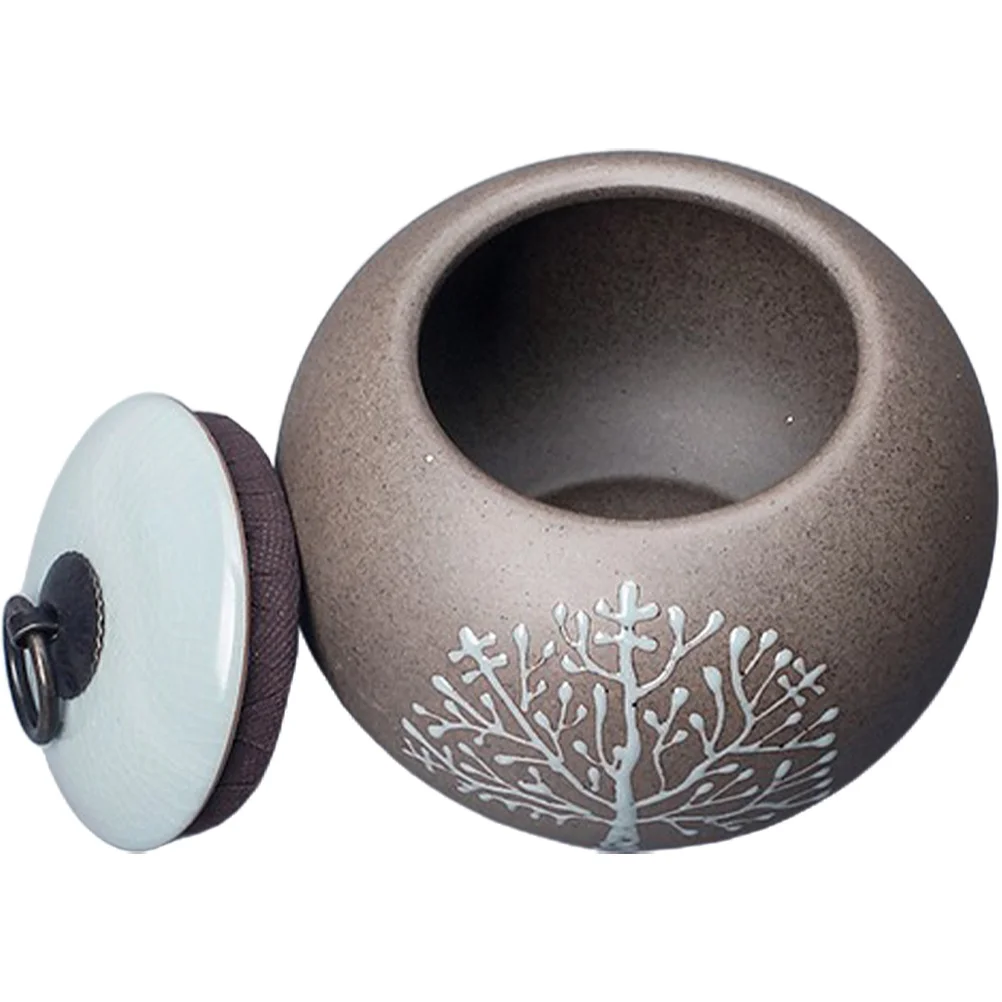 

Ceramic Tea Jar Round Shape Storage Jar with Lid Airtight Candy Storage Container Kitchen Tea Canister Multipurpose