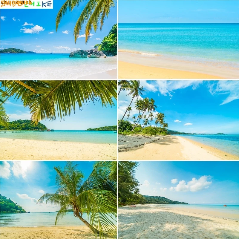 

Beautiful Beach Sea Baltic Shore Line Photography Backdrops Sunny Summer Day Caribbean Holiday Photo Studio Background PO-04
