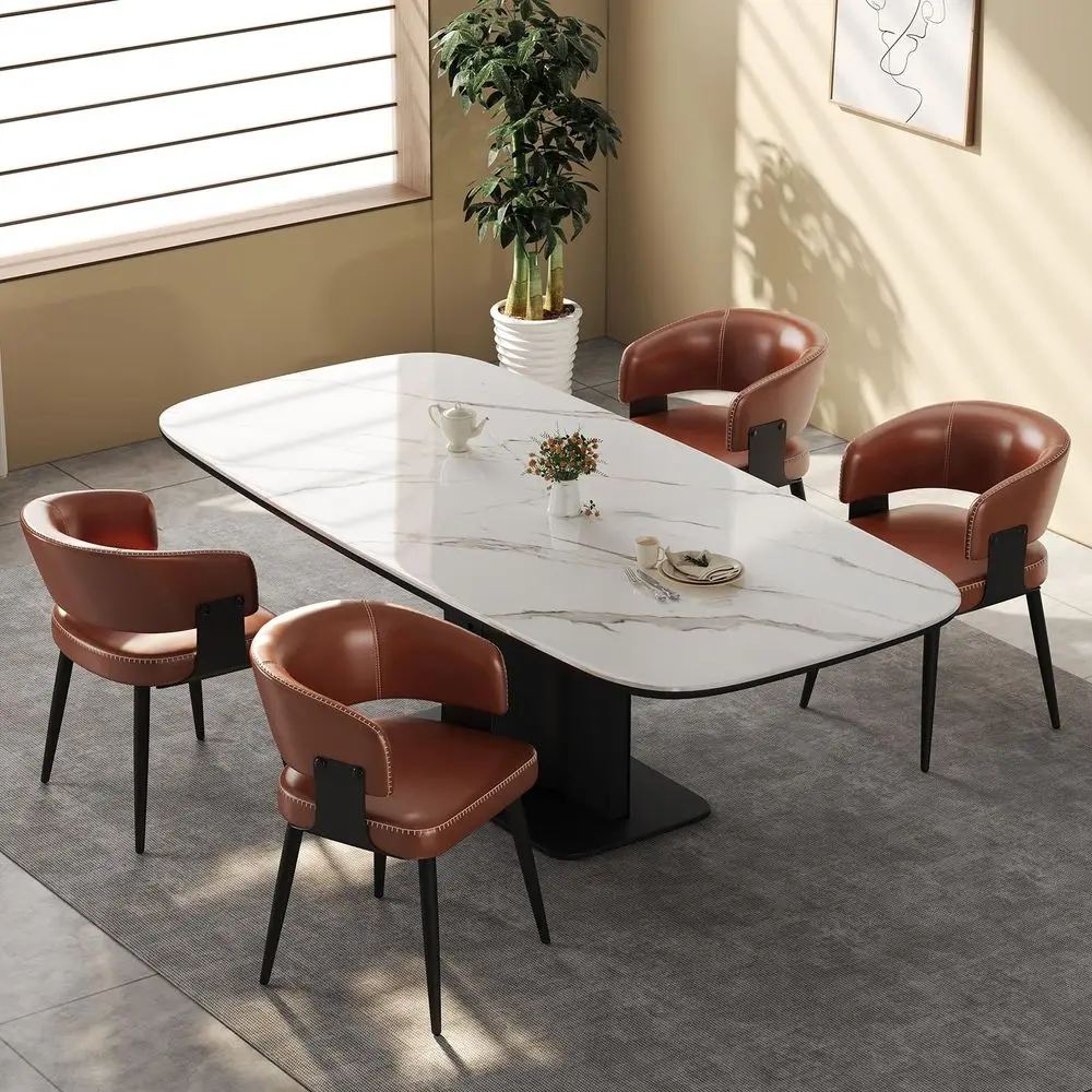 

Chairs Set of 4, Modern Upholstered Faux Leather Kitchen Chairs with Elegant Stitching, Easy to Assemble amp Clean for Dining R