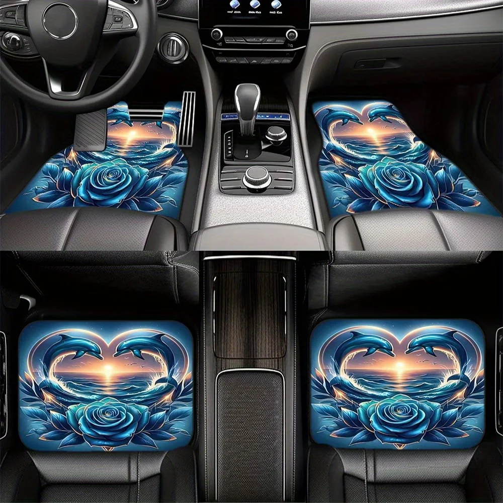 Tapis de sol de voiture dauphin 1 pièce/2 pièces/4 pièces, intérieur de voiture élégant pour voitures compactes, fourgonneaux, SUV et plus adapté aux parents en cadeau