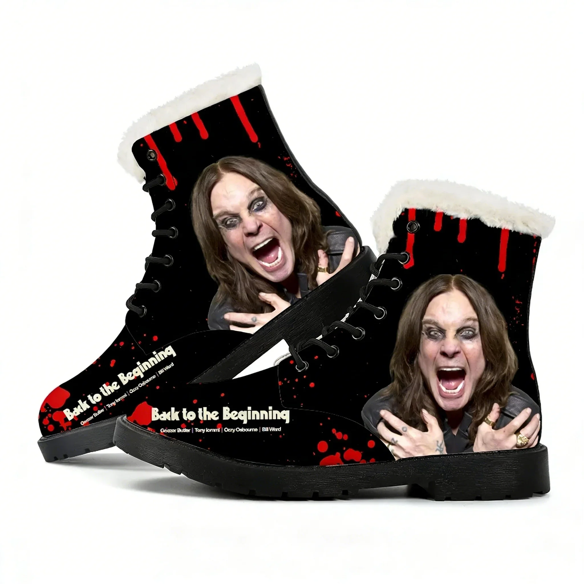 

Ozzy Osbourne 1948-2025 Plush Boots Mens Womens Casual Shoes Outdoor Keep Warm Leather Boot Back To The Beginning Customize Shoe