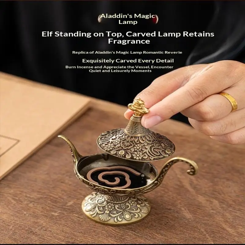 1 Stück Golden Alas Divine Lamp Serie Eisen-Räucherstäbchenhalter Räucherständer – Detail 9