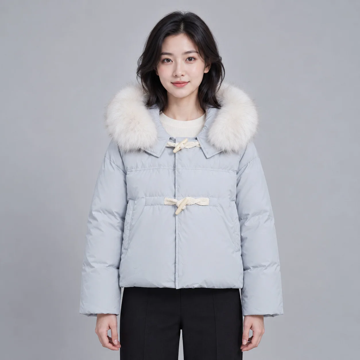 Winter Natural Large Fur Collar Hooded Down Jacket Women White Duck Down Warm Thicken Outwears Female Loose Parker Down Jacket