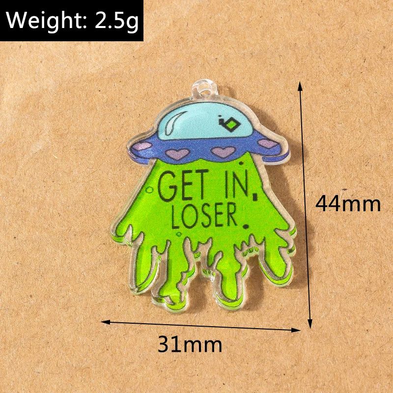 5 Stück 44*31mm Kreative Alien-Schiff-UFO-Anhänger für Halsketten, Ohrringe, DIY-Schmuckherstellung, Zubehör und Materialien – Detail 3