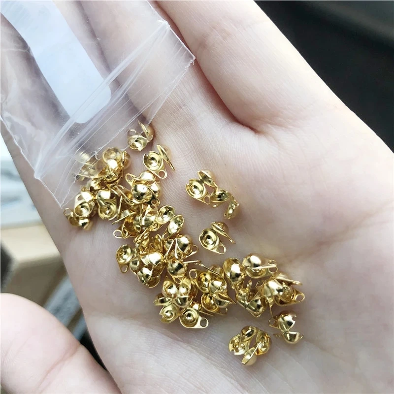 50pcs/lot Ball Chain Connector Clasps Stainless Steel Calotte End Crimps Beads for Jewelry Making DIY Bracelet Necklace Chains