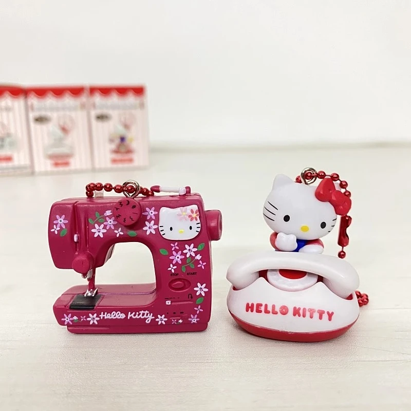 Sanrio Hello Kitty Kawaii Camera Alarm Clock Phone Sewing Machine 50th Anniversary Nostalgic Items Blind Box Toys Model Pendant view 5