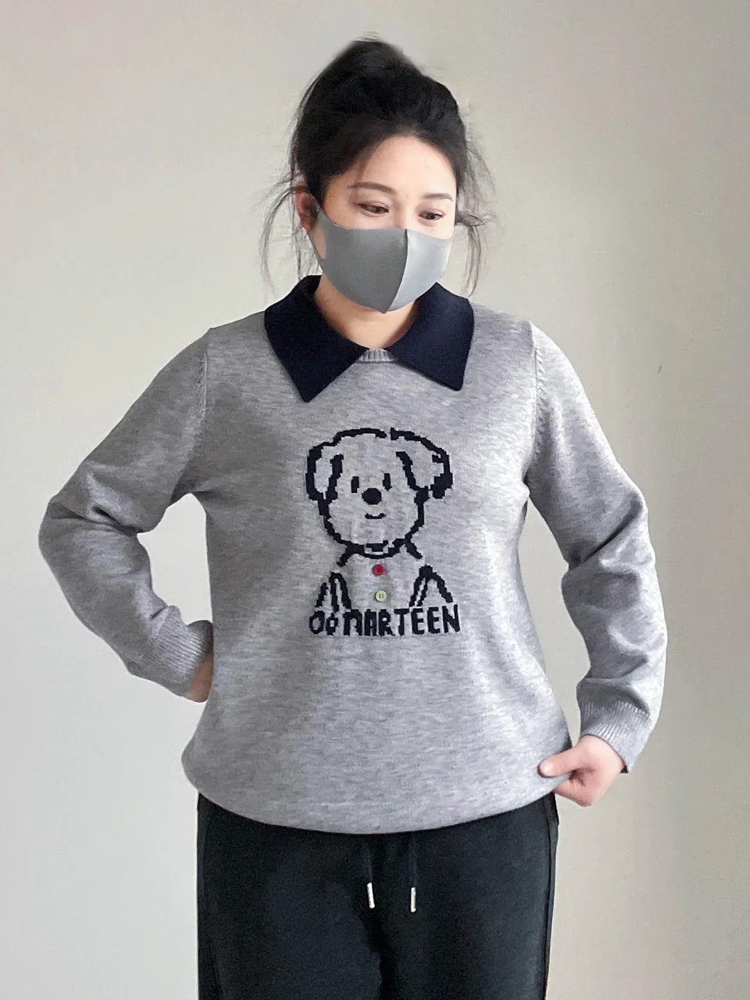 

Свитер большого размера, повседневный, с длинными рукавами, вязаный, свободного кроя, с подплечниками, скрывающий живот, весна-осень