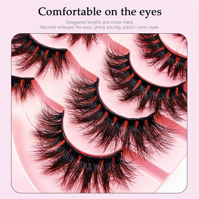 5 Pairs Faux Mink Lashes 3D Fluffy Natural Lashes Makeup False Eyelashes Wholesale Russian Strip Lashes Eyelash Extension