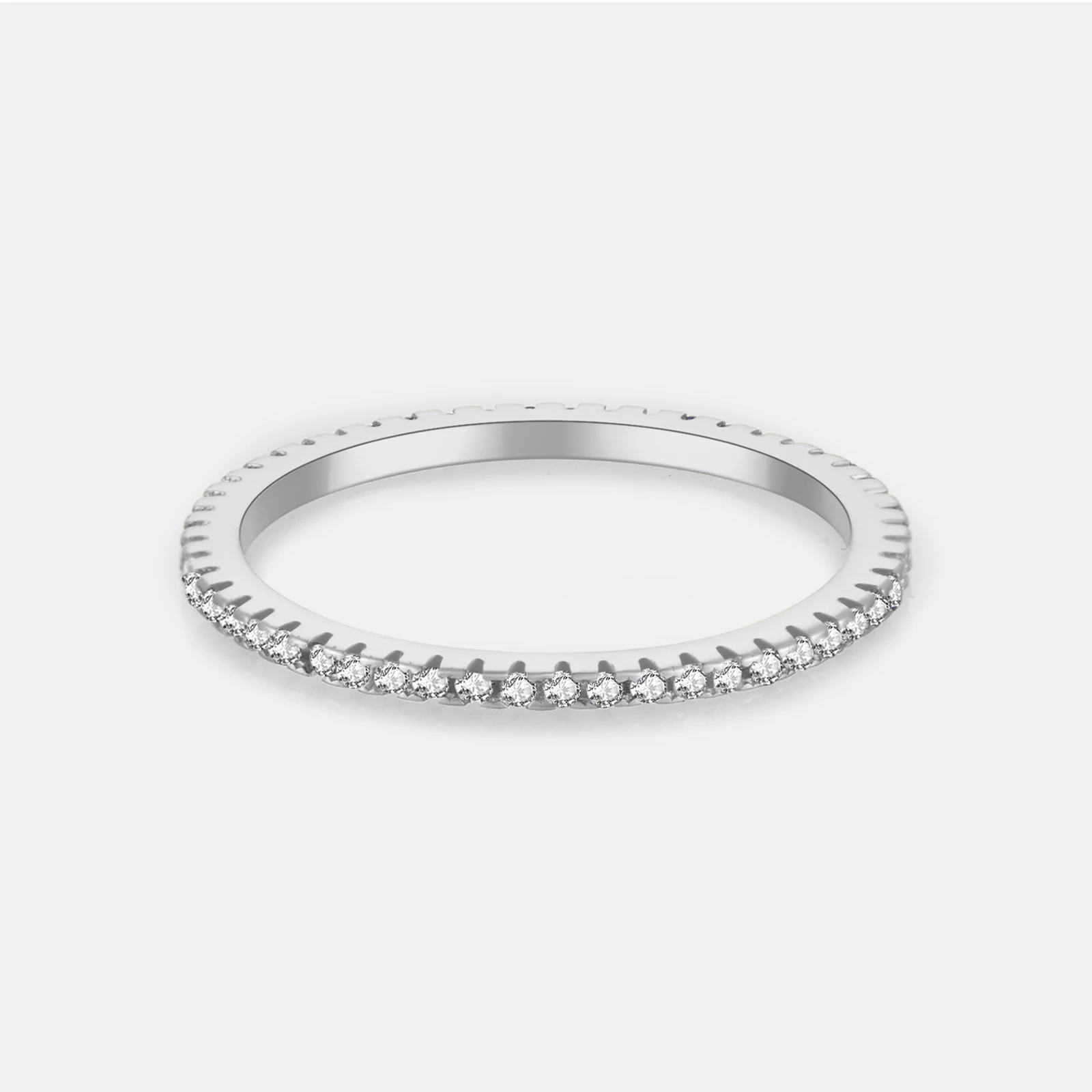 

VEWANT 925 Sterling Silver Round Clear Black Zircon Thin Ring Luxury Shinny Women Wedding Fine Jewelry