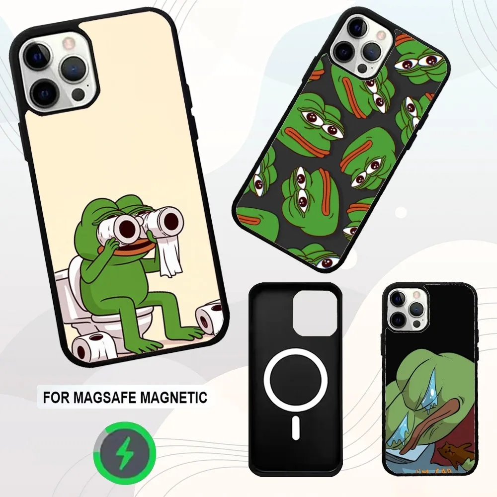 

Funny P-Pepe the Frog Phone Case For iPhone 16e,16,15,14,13,12,11,Plus,Pro,Max,Mini Magsafe Magnetic Wireless Charging