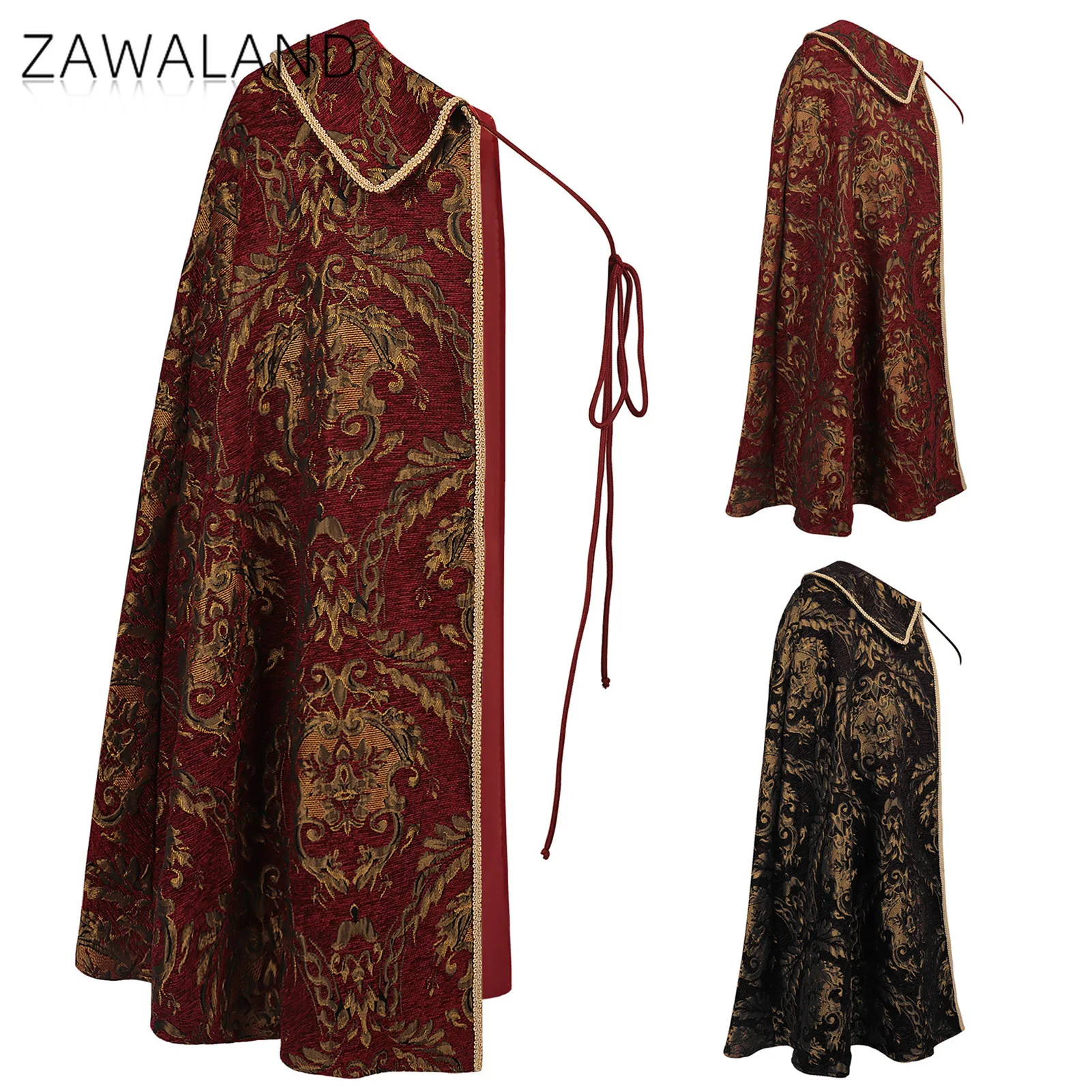 

Vintage Half Shoulder Cosplay Cloak Medieval Tudor Lace Up Shawl Halloween Party Performance Costume Carnival Cape for Women Men