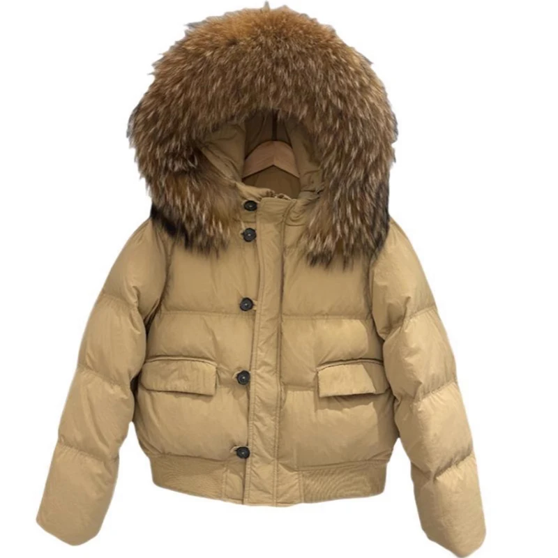 2025 Korean Style Loose-fitting Women Winter Jacket Thickened Warm Hooded Jackets For Female Fashionable Duck Down Filling Coat