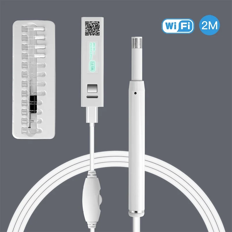5.5mm Wireless WIFI Earpick Endoscopio CMOS Periscopio Rimozione cerume HD Earscope Cleaner Ispezione Orecchio Camera