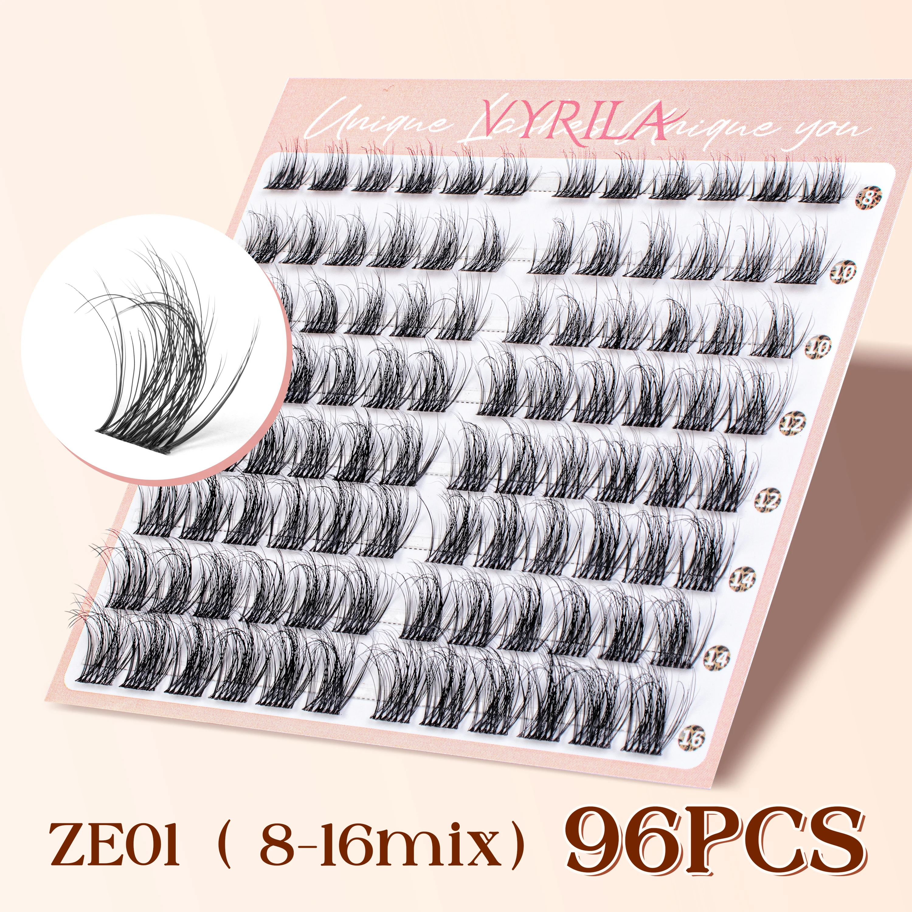 Wimperncluster 0,05 mm PBT-Faser-Wimperncluster 0,1 mm Superfeine Invisiband D Curl Diy Wimpernverlängerung 8–16 mm einzelne Wimpern
