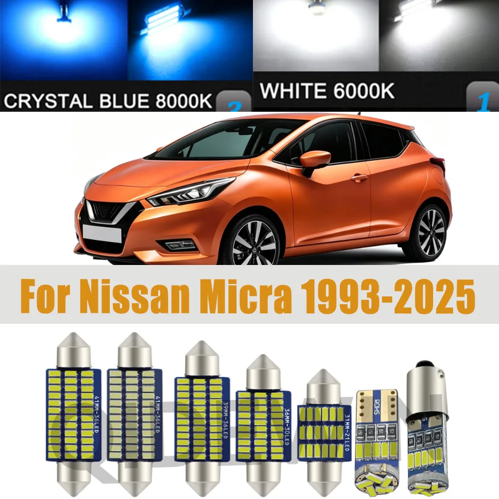 Car Bulb Accessories LED Interior Light Plate Lamp Kit For Nissan Micra K11 K12 K13 K14 1993- 2019 2020 2021 2022 2023 2024 2025