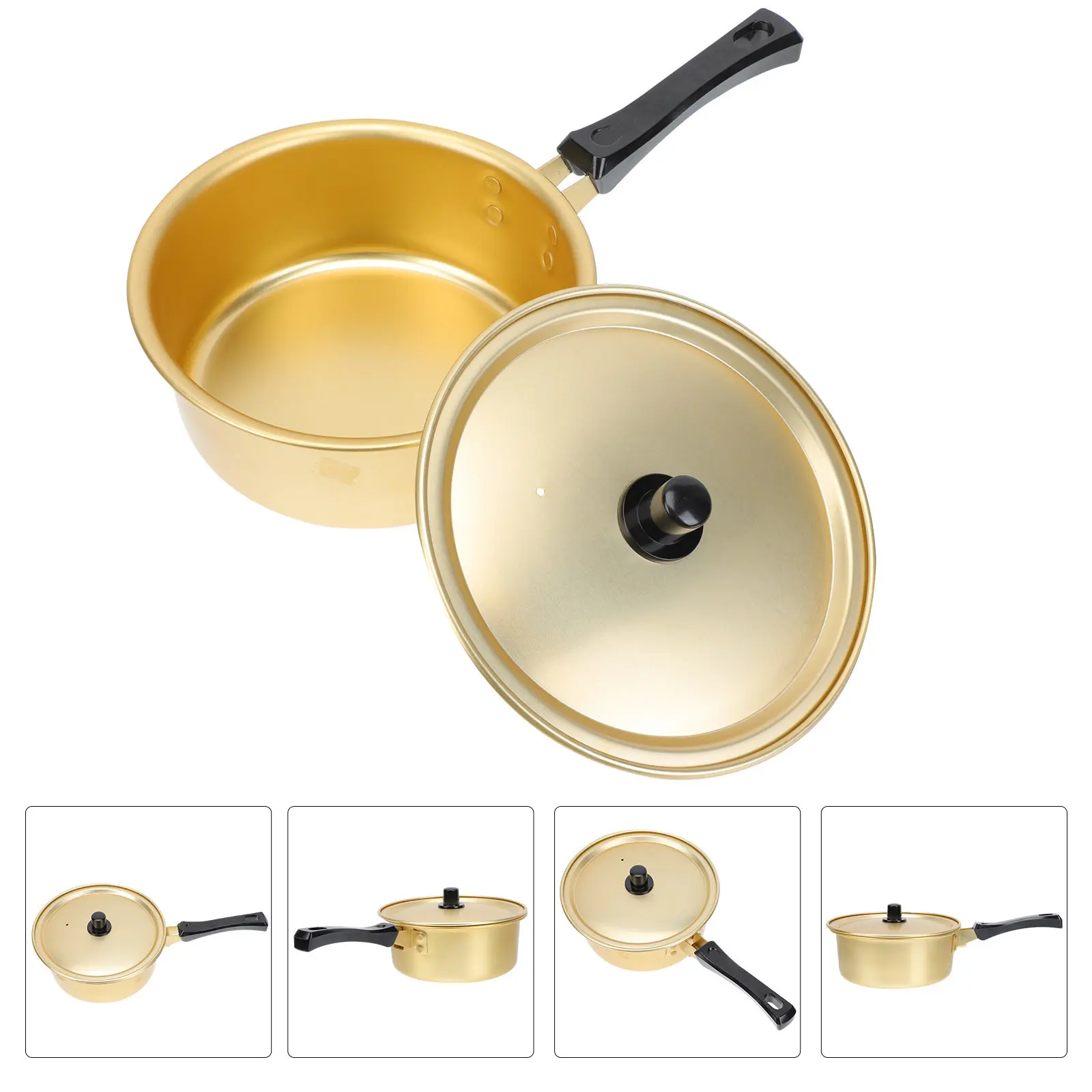 1Pcs Korean Ramen Pot Golden Household Stockpot Thickened Aluminum Noodle Cooking Pot for Soup Milk Instant Noodles Kitchen