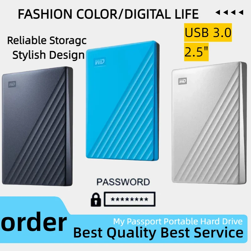 

New For Western Digital 1TB 2TB Elements External Hard Disk USB 3.0 Fast Transfer Portable Storage HDD For Laptop Notebook PC