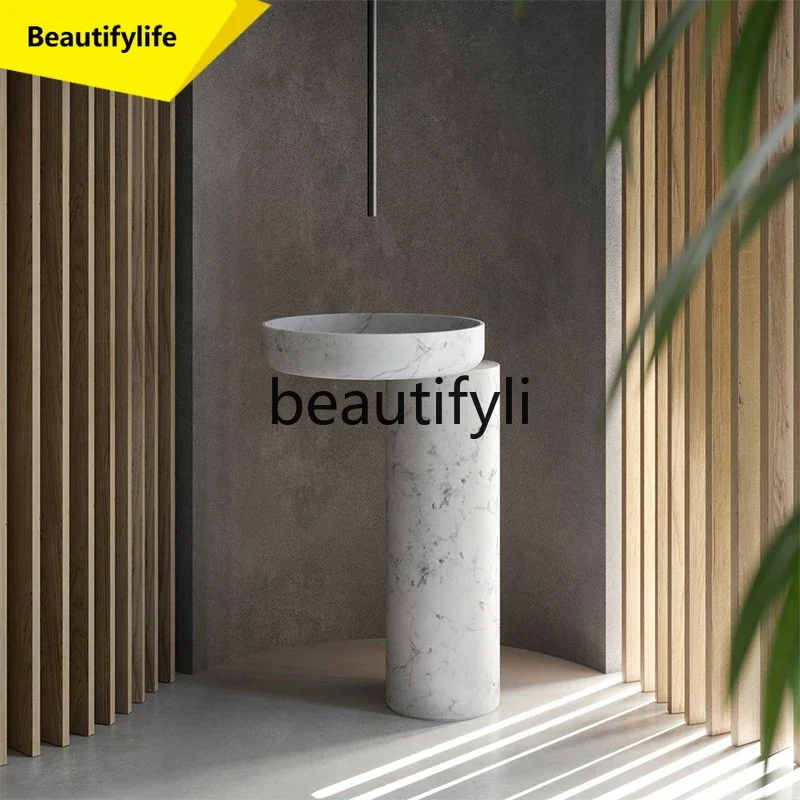 

cn0420 Black and white root marble artificial integrated floor-to-ceiling wash basin bathroom art column basin
