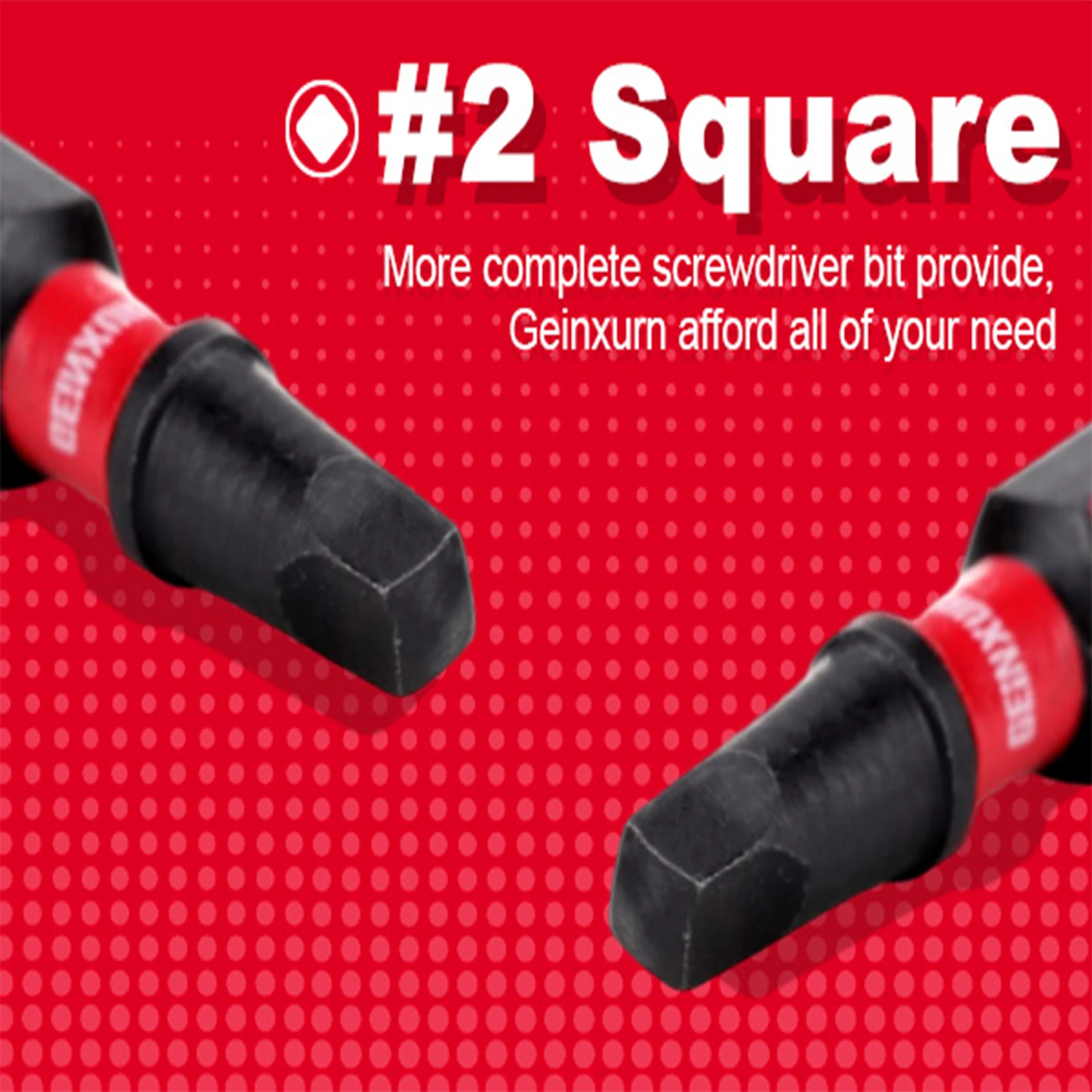 GEINXURN Impact Tough #2 Square 1 in/2in. Power Driver Bits, S2 Alloy Steel Magnetic SQ2 Screwdriver Bits Set